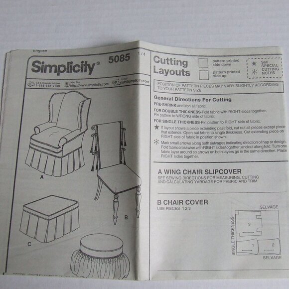 Simplicity ShowHouse chair cover sewing pattern uncut home linens furniture - Picture 6 of 9